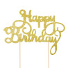Topper na tort Happy Birthday złoty brokatowy