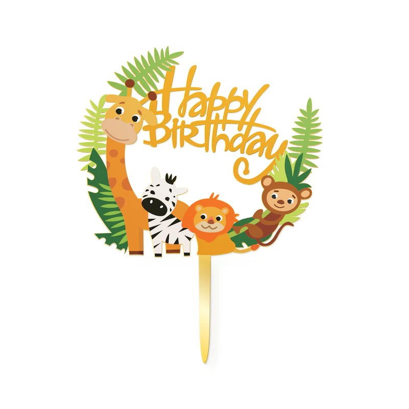 Topper na tort Zwierzątka Safari Happy Birthday
