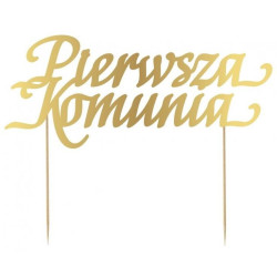 Topper na tort komunijny złoty Pierwsza Komunia