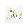 Serwetki Happy Birthday biały ze złotym metalizowanym napisem 33x33cm
