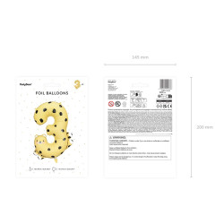 Balon foliowy Cyfra 3 - Gepard, 68x98 cm, mix