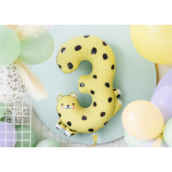 Balon foliowy Cyfra 3 - Gepard, 68x98 cm, mix