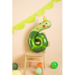 Balon foliowy Cyfra 6 - Żółw, 75x96 cm, mix