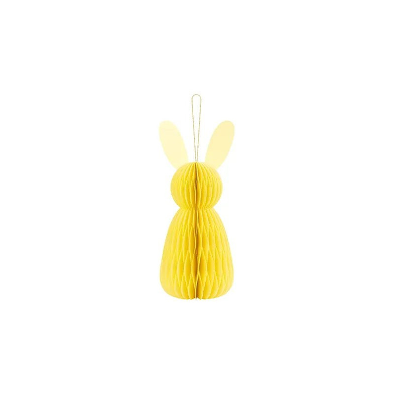 Dekoracja papierowa honeycomb Króliczek żółty 30cm Wielkanoc