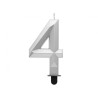 Świeczka na tort cyfra 4 srebrna DIAMENT 7.6 cm