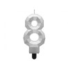 Świeczka na tort cyfra 8 srebrna DIAMENT 7.6 cm