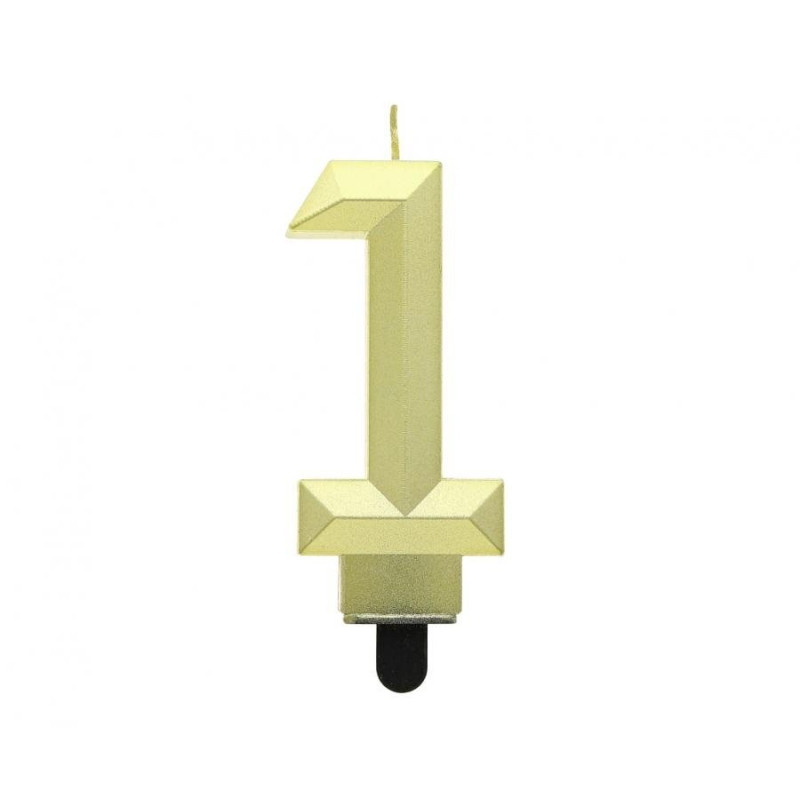 Świeczka na tort cyfra 1 złota DIAMENT 7.6 cm