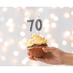 Świeczka na tort cyfra 7 brokatowa Czarna 11x3.5 cm