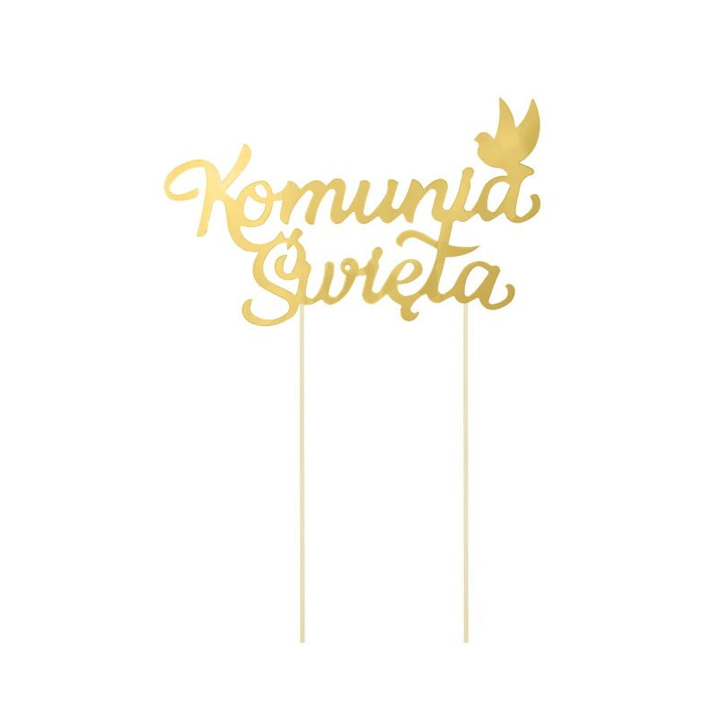 Topper komunijny na tort Komunia Święta złoty 1szt