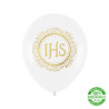 Balony komunijne IHS biało-złote 12cali 100szt