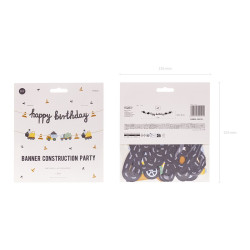Baner Happy birthday Pojazdy budowlane Autka 2m