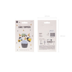 Dekoracje do muffinek Pojazdy budowlane Auta 4-7 cm 6szt