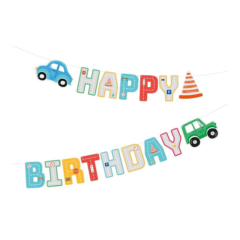Baner Happy Birthday Auta Pojazdy 250x17cm urodzinowy