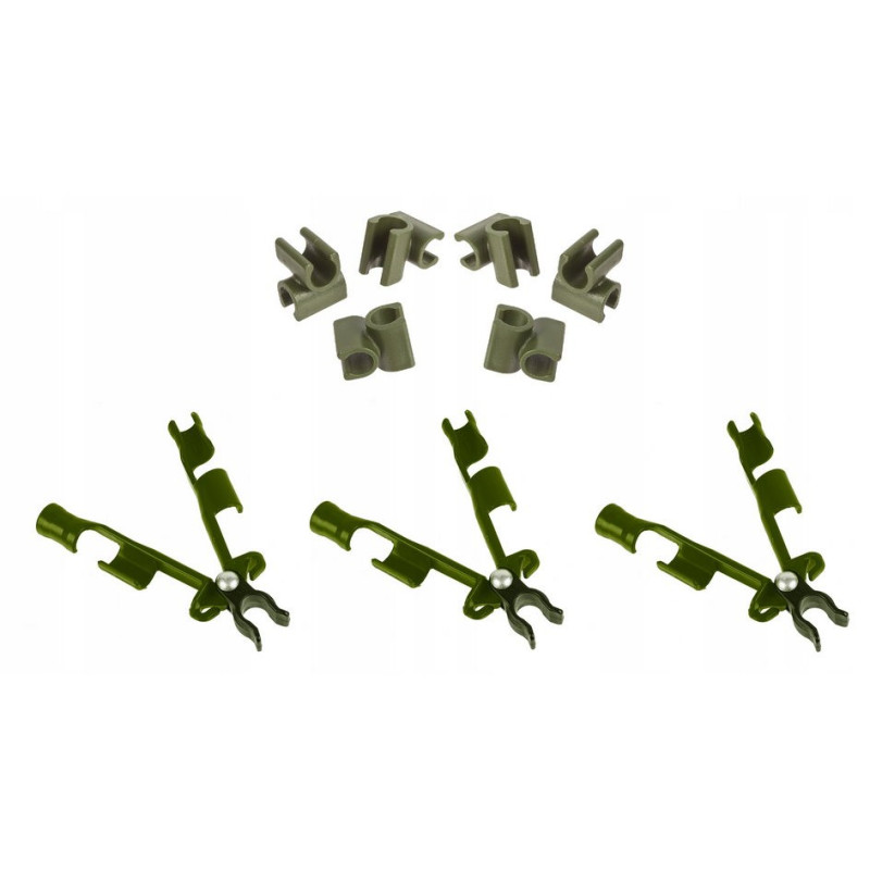 3x Łącznik Szczytowy + 6x Kątowy do Tyczek 11mm
