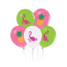 Balony Flamingi i Ananasy 12"/ 5 szt Hawajskie Aloha