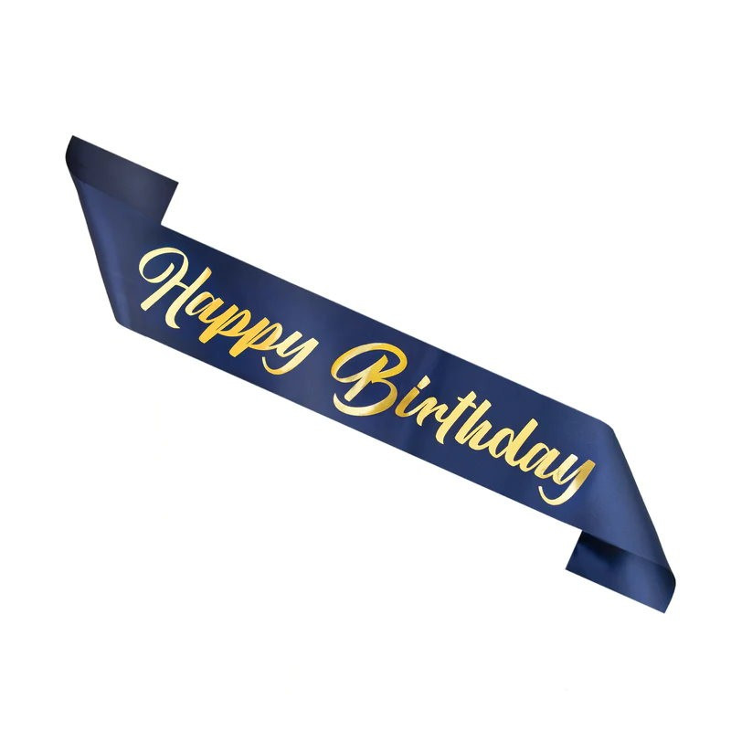 Szarfa Urodzinowa Happy Birthday granatowo-złota