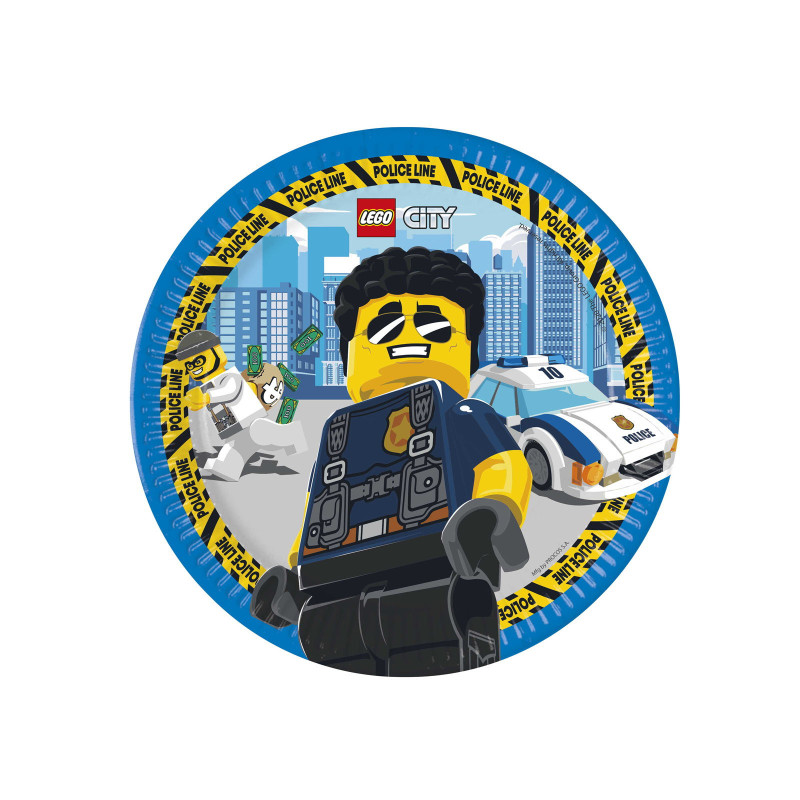 Talerzyki urodzinowe Lego City - 23 cm - 8 szt.