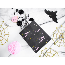 Torebka na prezent Nietoperze czarna na Halloween 14x18x8cm