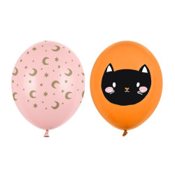 Balony na Halloween Hocus Pocus Księżyc, Czarny Kot 50 szt