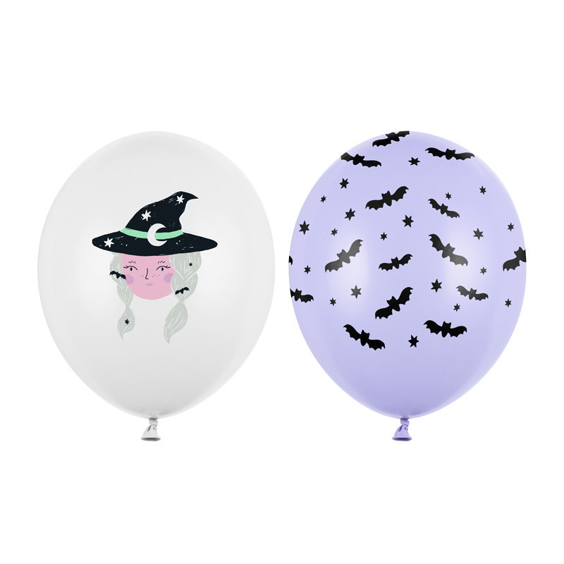 Balony na Halloween, czarownica, nietoperze mix 50 szt