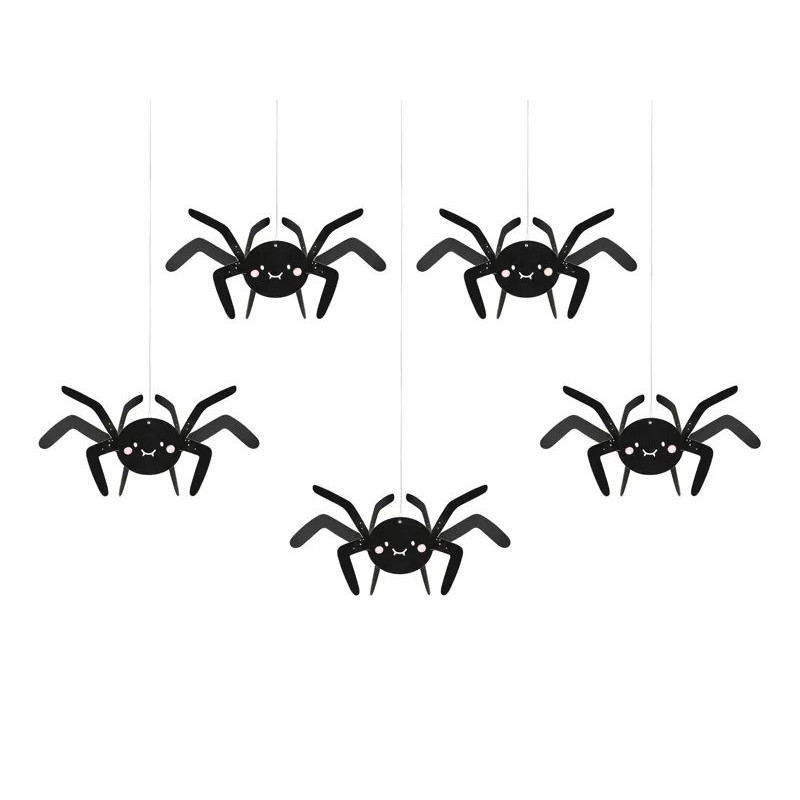 Dekoracja papierowa czarne pająki Pająki 27x17 cm wisząca dekoracja na Halloween