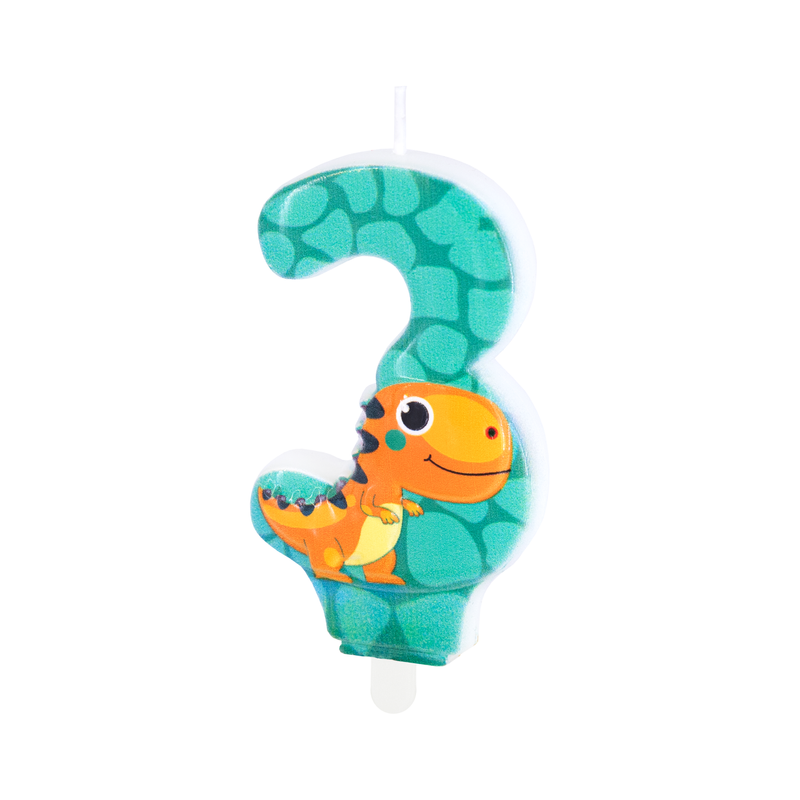 Świeczka urodzinowa DINOZAURY - cyfra 3
