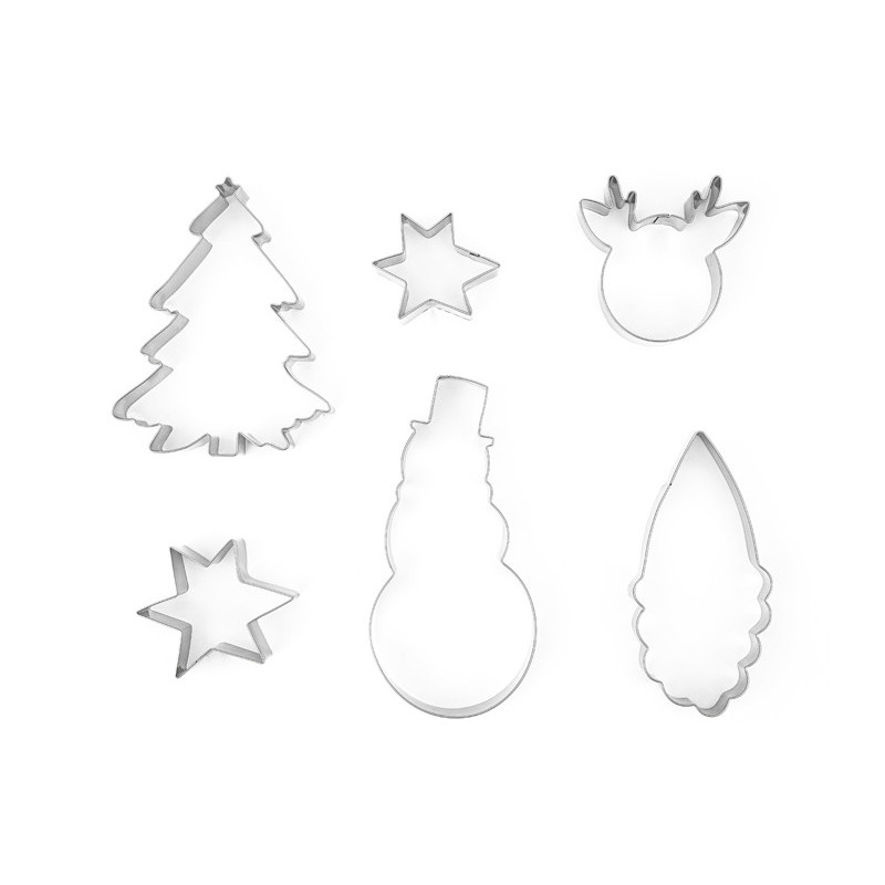 Wykrawacze do ciastek Merry Christmas, srebrny (1 op. / 6 szt.)