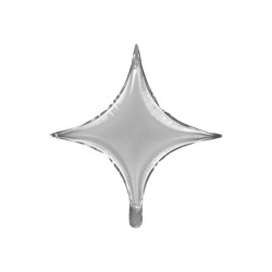 Balon foliowy Gwiazda 4-ramienna, 45 cm, srebrny