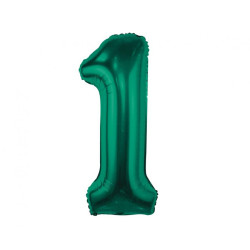 Balon foliowy Cyfra ''1'', 85 cm, butelkowa zieleń
