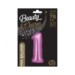 Balon foliowy Cyfra 1 satynowa różowa 76 cm B&C