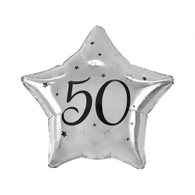 Balon foliowy "50" gwiazda srebrna 19"