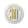 Balon foliowy "30" biały ze złotym 18"