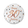 Balon foliowy Happy 30 Birthday biały nadruk różowe złoto 18"  B&C
