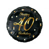 Balon foliowy Happy 40 Birthday czarny, nadruk złoty 18" B&C