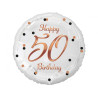 Balon foliowy Happy 50 Birthday biały, nadruk różowe złoto 18" B&C