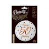 Balon foliowy Happy 50 Birthday biały, nadruk różowe złoto 18" B&C