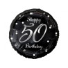 Balon foliowy Happy 50 Birthday czarny, nadruk srebrny 18" B&C