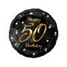 Balon foliowy Happy 50 Birthday czarny, nadruk złoty 18" B&C