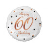 Balon foliowy Happy 60 Birthday biały, nadruk różowe złoto 18" B&C