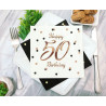 Serwetki Happy 50 Birthday białe, nadruk różowo-złoty 33x33 cm/ 20 szt B&C