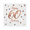 Serwetki Happy 60 Birthday białe, nadruk różowo-złoty 33x33 cm/ 20 szt  B&C