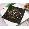 Serwetki Happy 60 Birthday czarne, nadruk złoty 33x33 cm/ 20 szt B&C