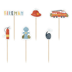 Pikery topperki do ciastek Fireman 6 szt Straż Pożarna