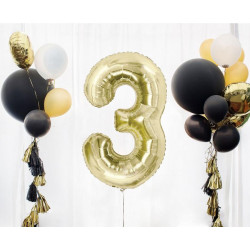 Balon foliowy Cyfra ''3'', 85 cm, szampańskie złoto