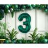Balon foliowy Cyfra ''3'', 85 cm, butelkowa zieleń