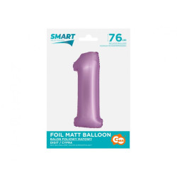 Balon foliowy Smart, Cyfra 1, lawendowa matowa, 76 cm