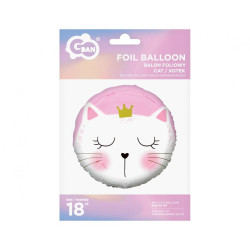 Balon foliowy Kotek z koroną, 18"