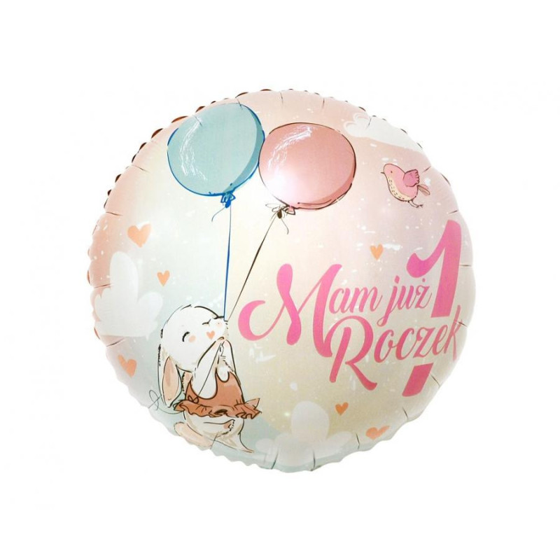 Balon foliowy Mam Już 1 Roczek, 18" (króliczek)