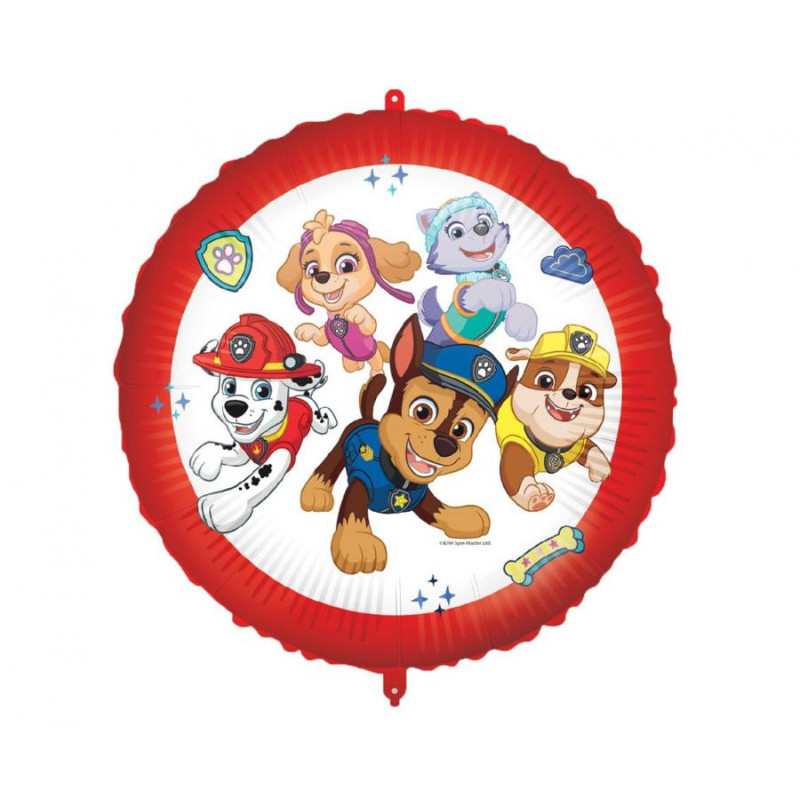 Balon foliowy 18" Paw Patrol Psi Patrol okrągły czerwony biały