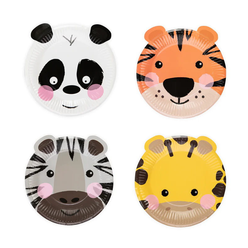 Talerzyki papierowe Zwierzątka Safari 18cm 4szt